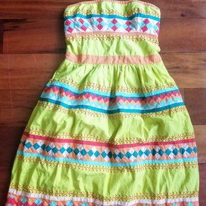 Anthropologie Leifsdottir Ribboned Quilotoa yellow dress size sz 2 XS